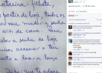 Pai corta wi-fi até que filha arrume o quarto e lave a louça e bilhete viraliz