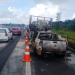 Motorista morre carbonizado após acidente com carreta na BR-324