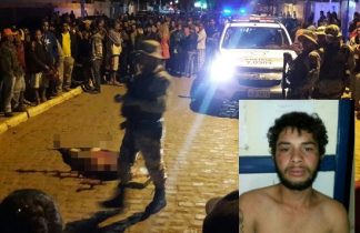 Suspeito foi arrebatado por populares e levado para o meio da rua onde foi linchado