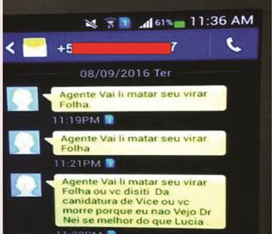 Print das mensagens via WhatsApp