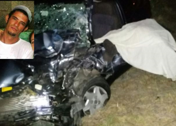 Motorista morre e passageiro fica ferido em acidente envolvendo Celta e caçamba na BA 416