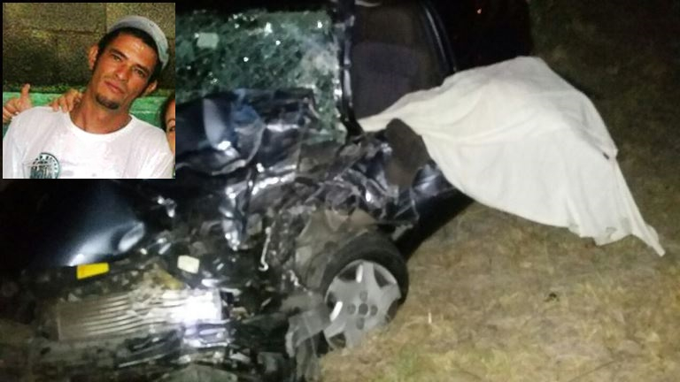 Motorista morre e passageiro fica ferido em acidente envolvendo Celta e caçamba na BA 416