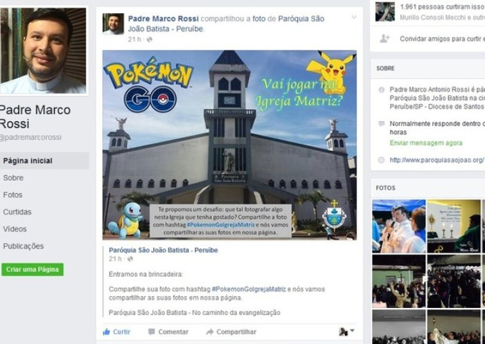 SP: padre convoca ‘novos treinadores’ a acharem pokémons em igreja