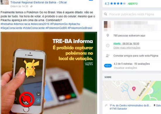 TRE proíbe caça de pokémons nas zonas eleitorais