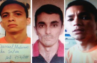 Daniel Medeiros (esq), Raimundo Linhares (centro) e Vinicius Santos (dir) fugiram de presídio