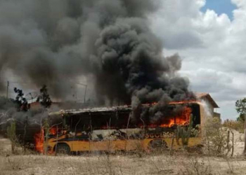 Araci- Ônibus escolar pega fogo na zona rural do município