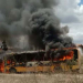 Araci- Ônibus escolar pega fogo na zona rural do município