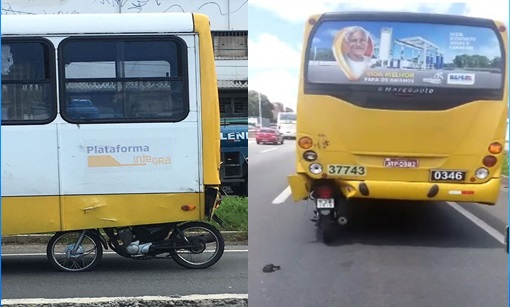 Salvador – Motocicleta penetra em chaparia de ônibus na BR 324; condutor morre na hora