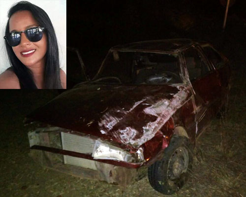 Mulher morre e três pessoas ficam feridas após carro capotar entre Valente e São Domingos