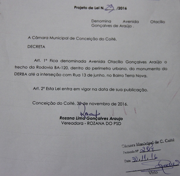 Conceição do Coité – Nova Avenida receberá o nome Otacílio Gonçalves. Saiba que foi este homenageado