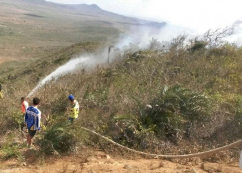 Fogo destrói vegetação na Serra do Voo Livre em Santa Terezinha