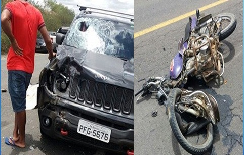Motociclista morre ao colidir com Jeep na Estrada do Feijão