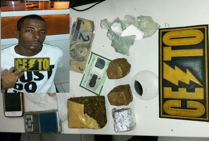 Suspeito preso com drogas, tinha caderno com anotações e comprovantes bancários no valor aproximado de R$ 30 mil