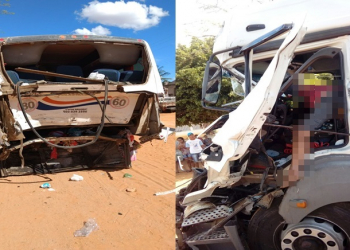 Carreteiro morre após colidir em traseira de micro-ônibus de romeiros de Serrinha e Teofilandia