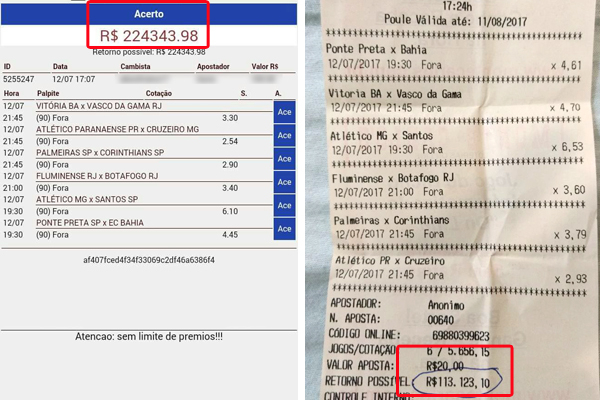 Bancas de aposta esportiva ilegal “quebram” após prêmios milionários no Brasileirão