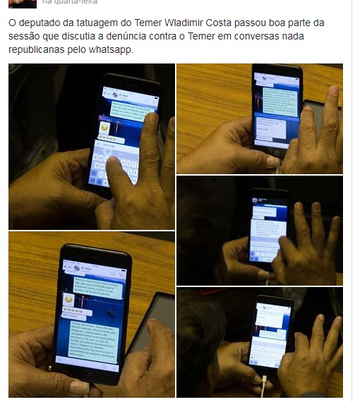 Deputado Wladimir Costa é flagrado pedindo nudes no celular durante sessão que barrou denúncia contra Temer