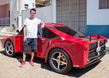 Auxiliar de cabeleireiro constrói “Ferrari” com sucata na Bahia