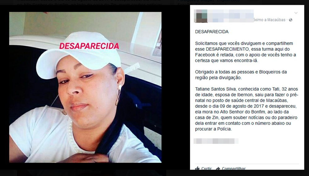 Grávida sai de casa para fazer exame pré-natal e desaparece