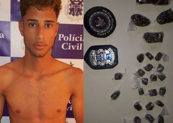 Jovem é preso por tráfico de drogas em ação conjunta entre polícias Civil e Militar de Santaluz na zona rural de Valente