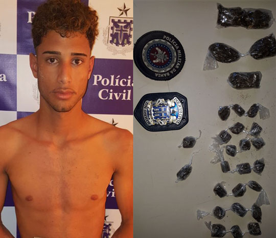 Jovem é preso por tráfico de drogas em ação conjunta entre polícias Civil e Militar de Santaluz na zona rural de Valente