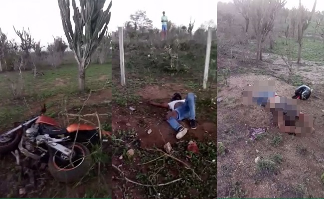 Grave acidente de moto na estrada de Pé de Serra deixa um morto e outro gravemente ferido