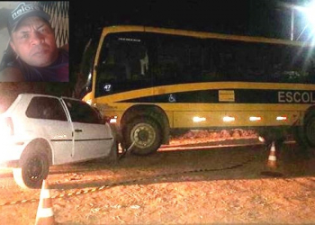 Motorista de Gol morre ao colidir veículo com ônibus escolar