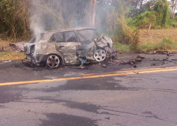Duas pessoas morrem em acidentes na BR-101; uma vítima foi carbonizada
