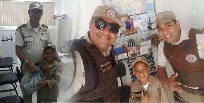 Policia Militar de Serrinha realiza sonho de menino de 8 anos
