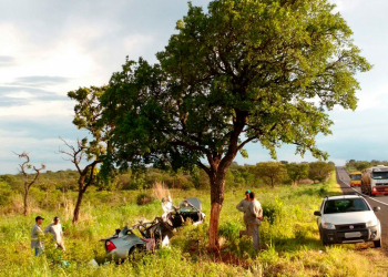 Carro com quatro pessoas da mesma família bate em árvore e parte ao meio na Bahia