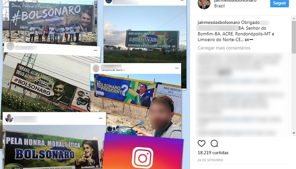 Vice-presidente do TSE libera outdoors de apoio a Bolsonaro