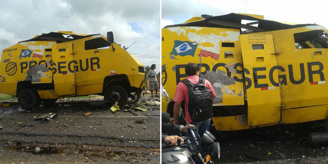 Bandidos explodem carro forte na BR 324, no município de Jacobina