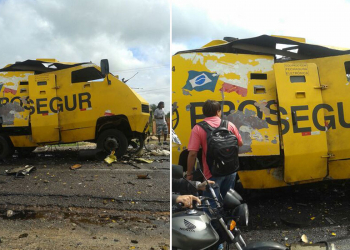 Bandidos explodem carro forte na BR 324, no município de Jacobina
