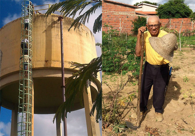 Quixabeira: aposentado de 105 anos que sempre comemorou aniversário subindo em caixa d’água, parou de subir a pedido da família