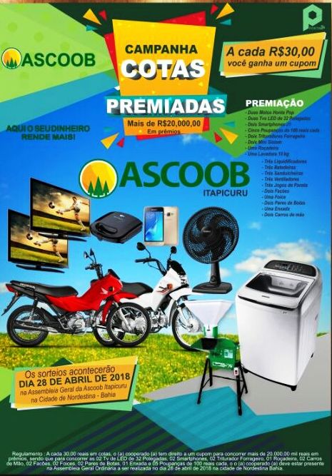 ASCOOB Itapicuru convoca seus associados para Assembleia Geral Ordinária em Nordestina