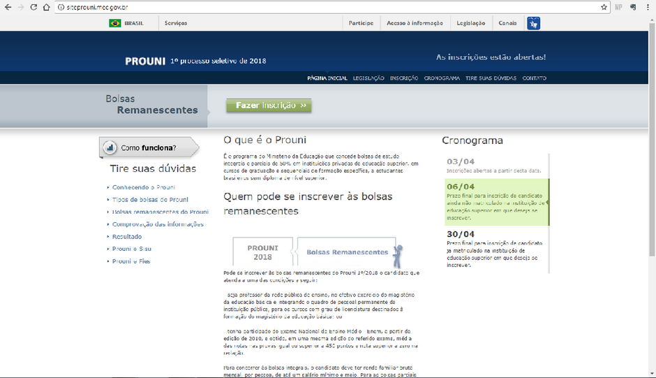 MEC prorroga prazo de inscrição para bolsas remanescentes do Prouni