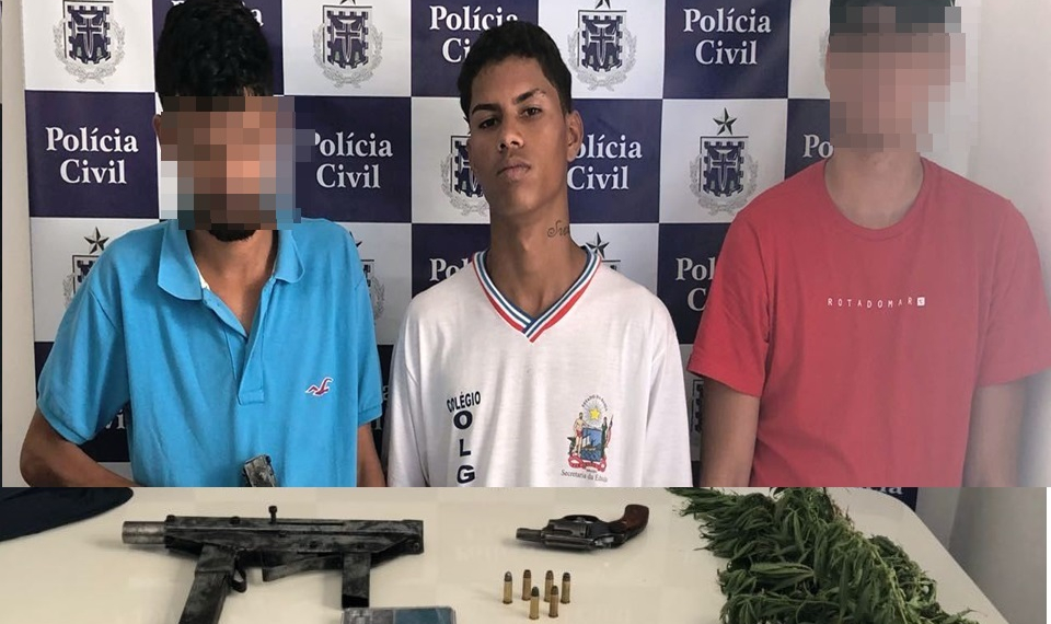 Coité – Operação da Policia Civil prende três suspeitos e com eles apreende revólver, submetralhadora artesanal e droga