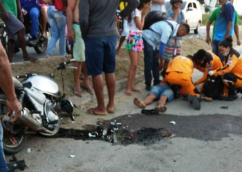 Coité – Motociclista fica gravemente ferido em acidente na Avenida Otacílio Gonçalves