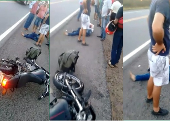 Motociclista fica gravemente ferido em acidente com caminhão na BR 324