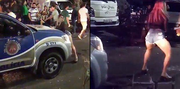Salvador – Mulher dança em frente a viatura da PM; veja vídeo