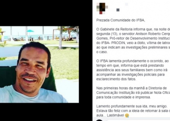 Garoto de 17 anos suspeito de matar pró-reitor do Ifba se entrega e confessa crime