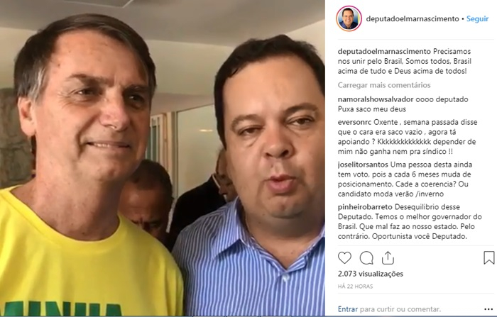 Elmar detona Bolsonaro no 1° turno, sugere voto em Haddad, mas agora declara apoio ao capitão