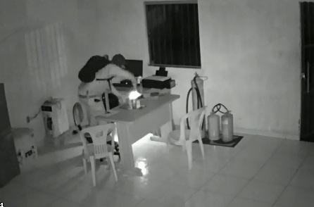 São Domingos – Câmera de segurança registra momento da invasão de ladrão a escritório de posto de combustível