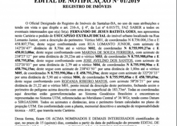 Edital de Notificação nº 01/2019 – Registro de Imóveis