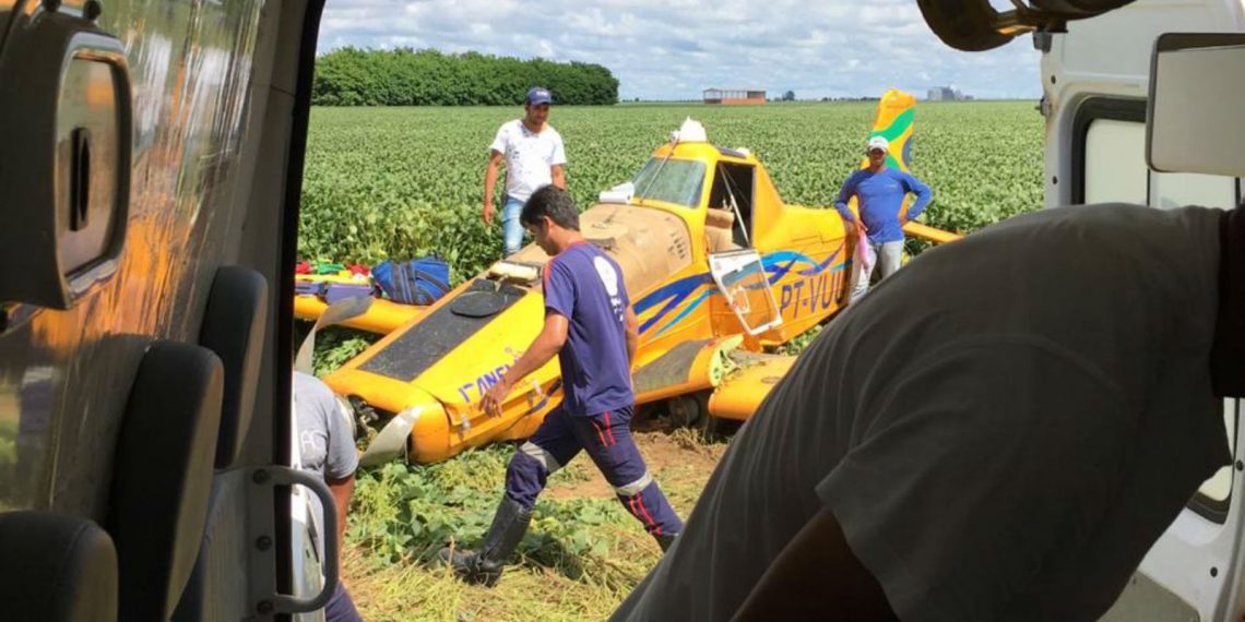 Piloto de avião morre após aeronave cair em plantação de soja
