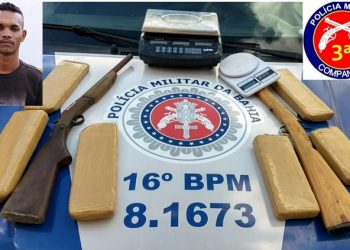 Jovem é preso com arma e seis tabletes de maconha na zona rural de Araci