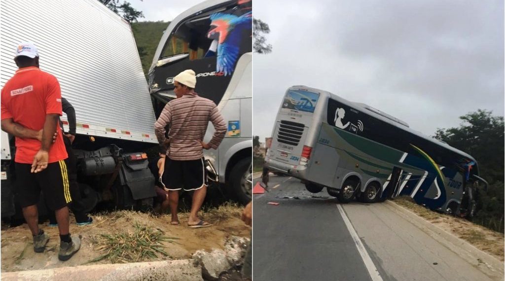 Ônibus que levava time sub-15 do Bahia bate com carreta na BR-251; motoristas morrem