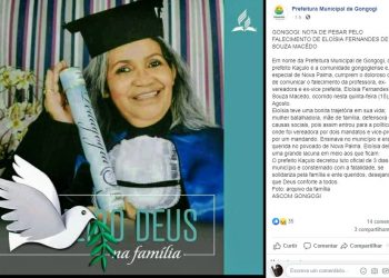 Ex-prefeita de Gongogi morre depois de carro descer ribanceira