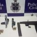 Submetralhadora, pistola e revólver encontrados em Tanquinho