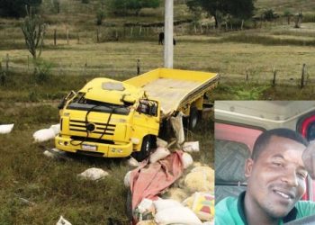 Caminhoneiro morre e carona fica ferido em capotamento na BA 052