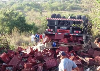 Motorista de caminhão morre em capotamento na BR 407
